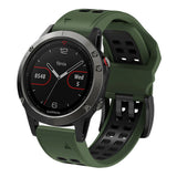 Garmin Universal Silikonstropp med doble hull (26 mm QuickFit) - Militærgrønn / Svart