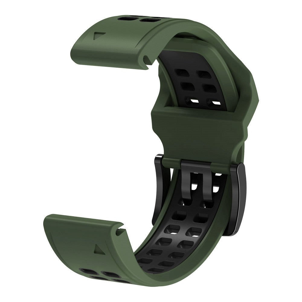 Garmin Universal Silikonstropp med doble hull (26 mm QuickFit) - Militærgrønn / Svart