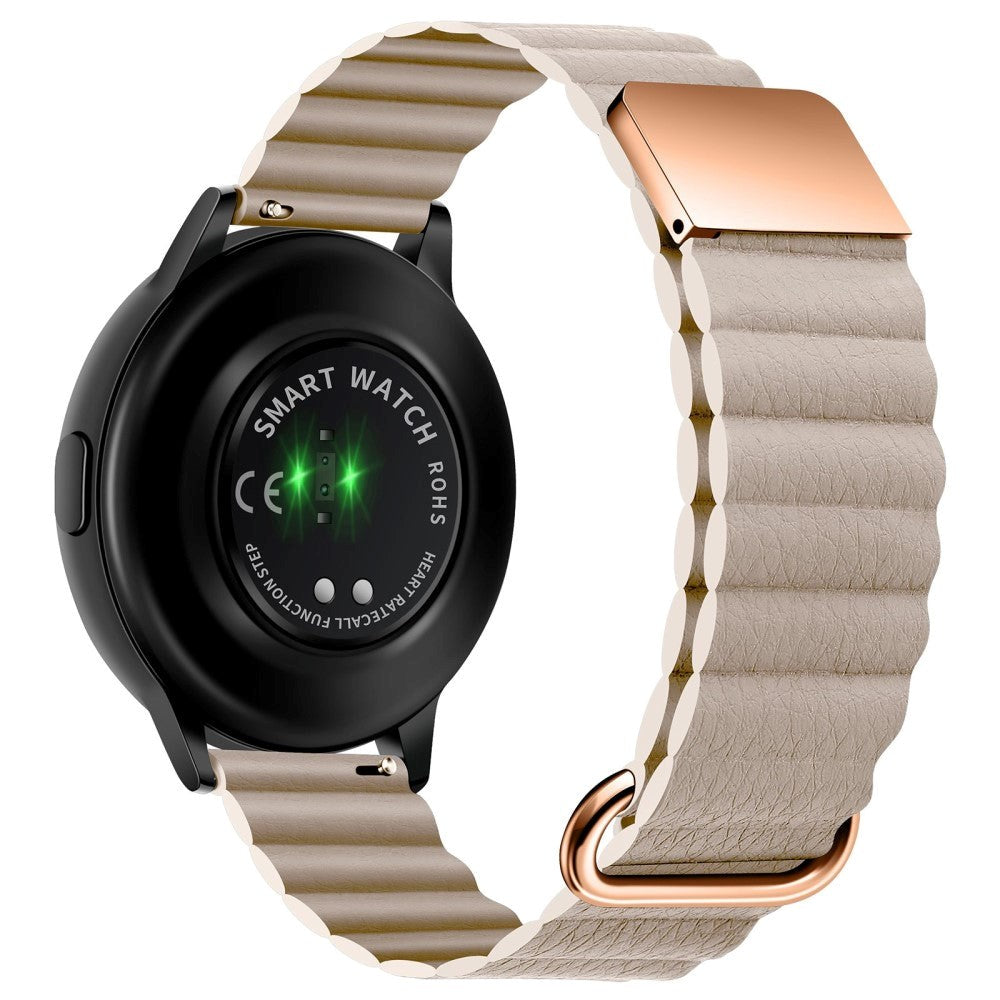 Smartwatch-rem 20 mm magnetisk litchi-skinn - beige / rosegull
