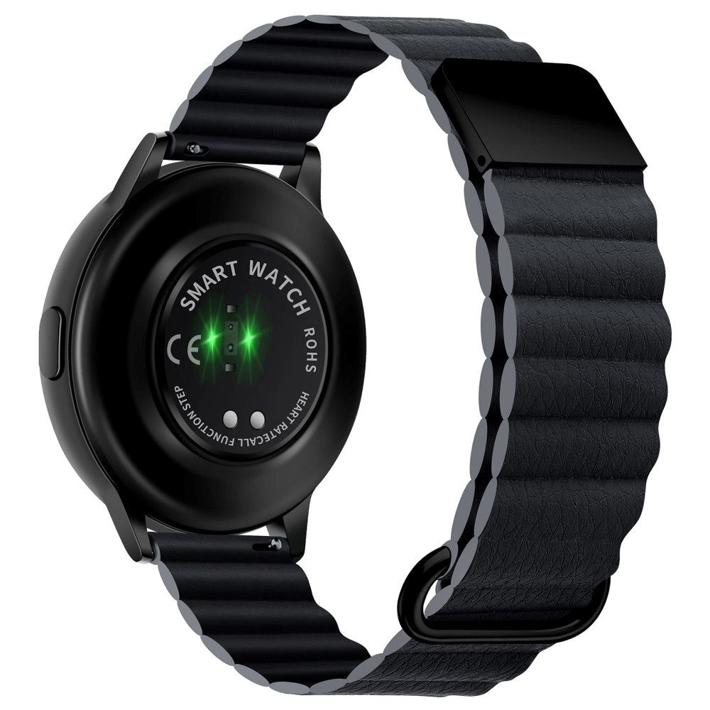 Smartwatch-rem 20 mm magnetisk litchi-skinn - grå / svart