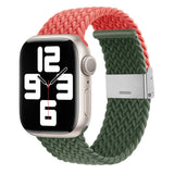 Apple Watch (38/40/SE/41/42mm) Tofarvet Nylon Rem - Orange / Grøn