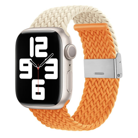 Apple Watch (38/40/SE/41/42mm) Tofarvet Nylon Rem - Beige / Orange