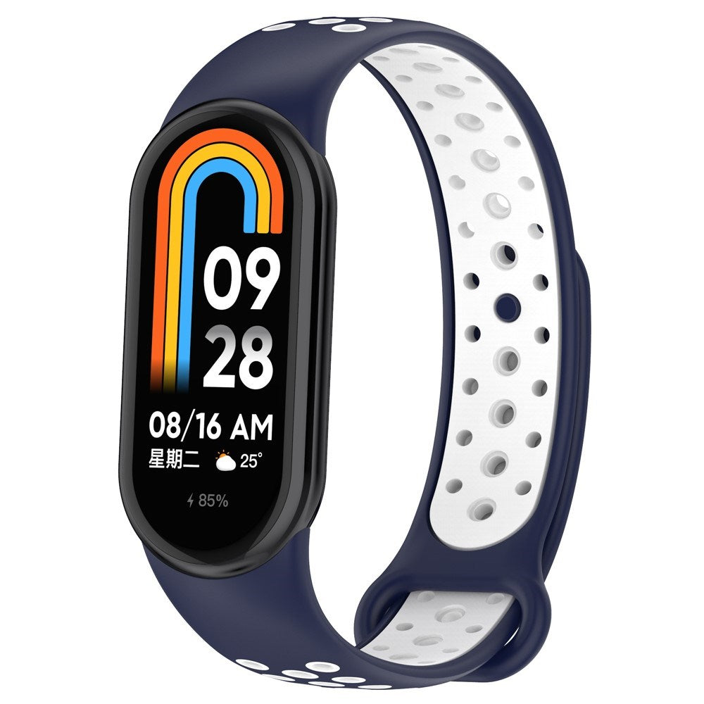 Xiaomi Smart Band 9 / 9 NFC / 8 / 8 NFC Silikone Urrem - Mørkeblå / Hvid