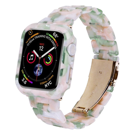 Apple Watch 9/8/7 (45 mm) klokkebånd og deksel i resin - rosa / grønn