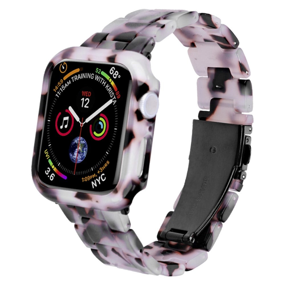 Apple Watch 9/8/7 (45mm) Harpiks Urrem & Cover - Sort / Lyserød