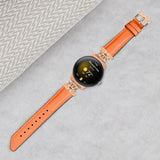 Google Pixel Watch 1/2/3 skinnklokkerem m. Rose gull rhinestone spenne - oransje