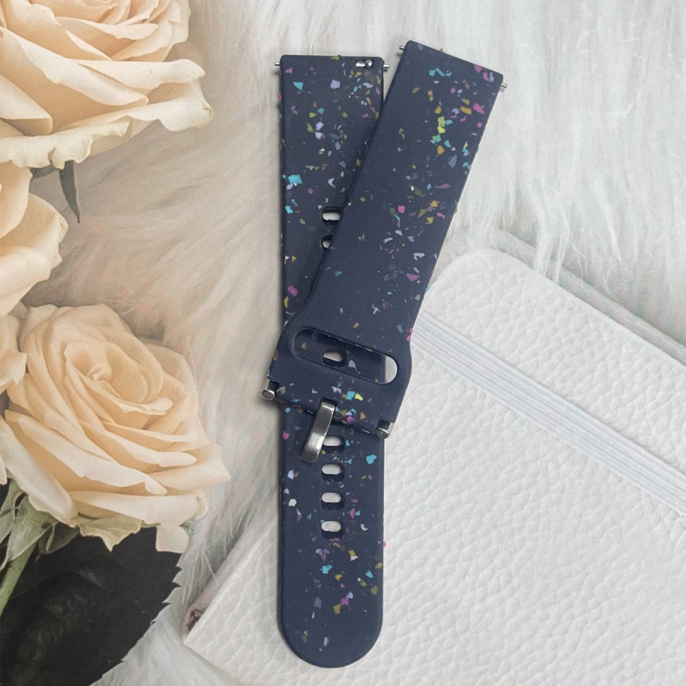 Smartwatch Silikon Universalrem (20 mm) m. Terrazzo mønster - mørkeblå