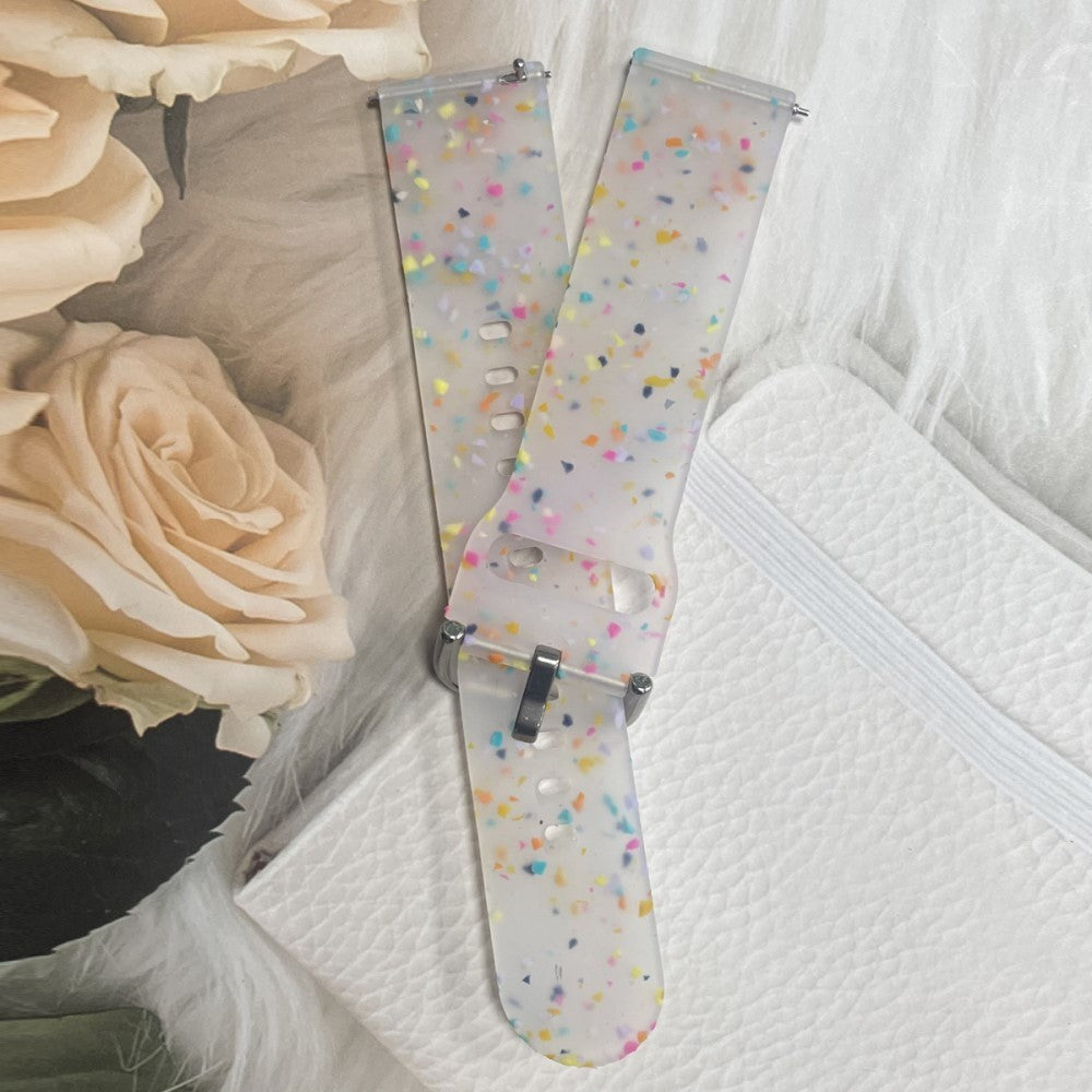 Smartwatch Silikon Universalrem (20 mm) m. Terrazzo mønster - Gjennomsiktig