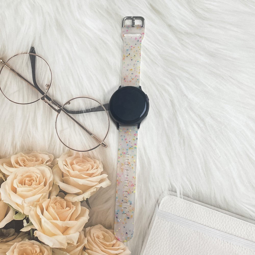 Smartwatch Silikon Universalrem (20 mm) m. Terrazzo mønster - Gjennomsiktig