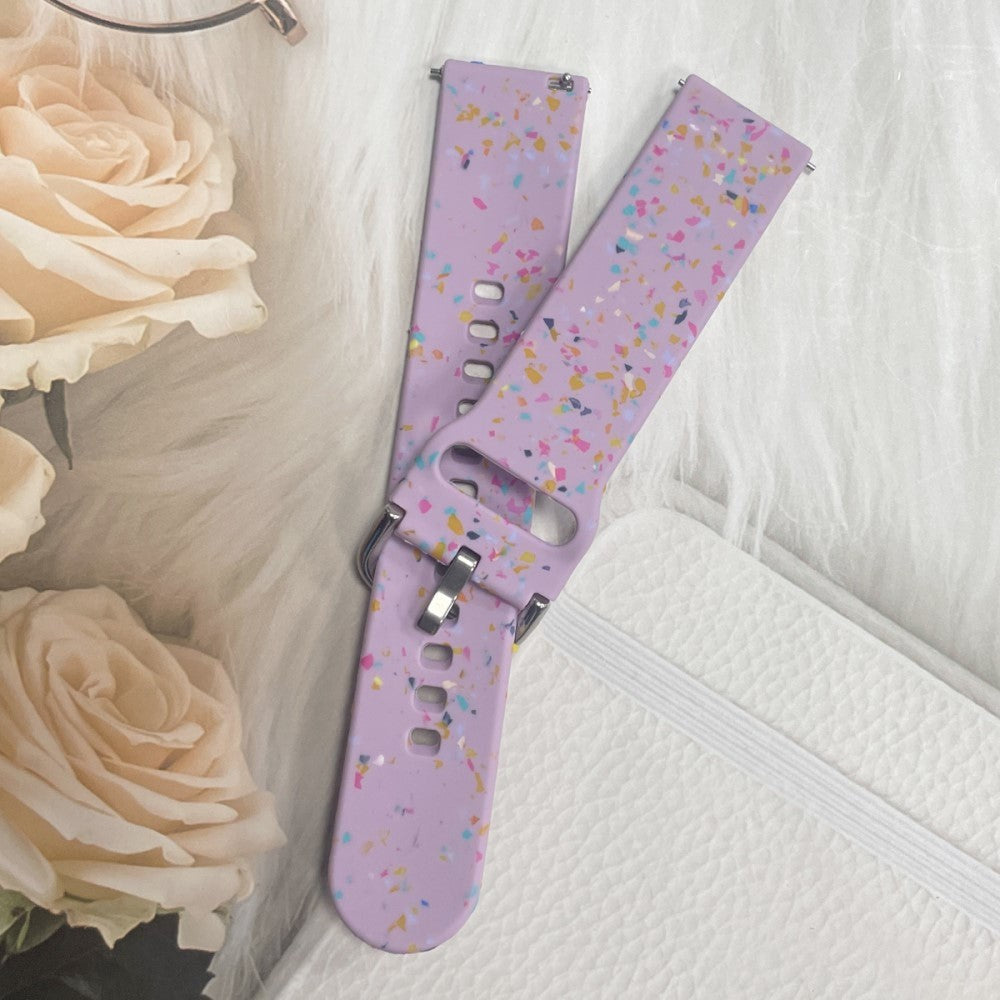 Smartwatch Silikon Universalrem (20 mm) m. Terrazzo mønster - lilla