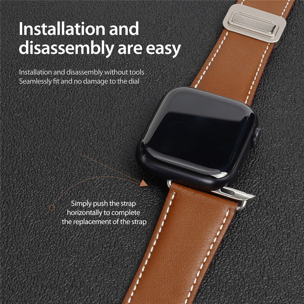 Apple Watch (38/40/SE/41/42mm) DUX DUCIS Kunstlæderrem - Brun