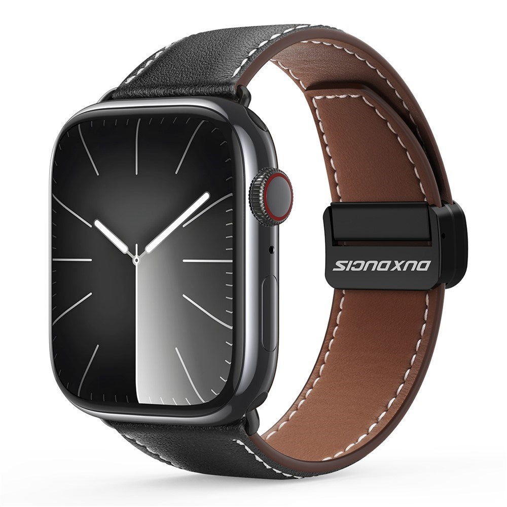 Apple Watch (42/44/SE/45/46/49mm) DUX DUCIS Kunstlæderrem - Sort