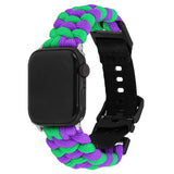 Apple Watch (38/40/SE/41/42mm) EIDERWOOD Tofarvet Flettet Nylon Urrem - Lilla / Grøn