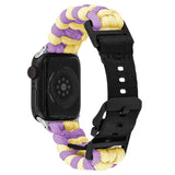 Apple Watch (42/44/SE/45/46/49mm) EIDERWOOD Tofarvet Flettet Nylon Urrem - Gul / Lilla