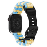 Apple Watch (42/44/SE/45/46/49mm) EIDERWOOD Tofarvet Flettet Nylon Urrem - Blå / Gul