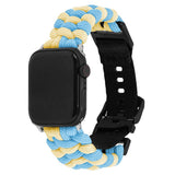 Apple Watch (42/44/SE/45/46/49mm) EIDERWOOD Tofarvet Flettet Nylon Urrem - Blå / Gul
