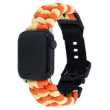 Apple Watch (42/44/SE/45/46/49mm) EIDERWOOD Tofarvet Flettet Nylon Urrem - Orange / Gul