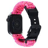 Apple Watch (42/44/SE/45/46/49mm) EIDERWOOD Tofarvet Flettet Nylon Urrem - Gul / Lyserød