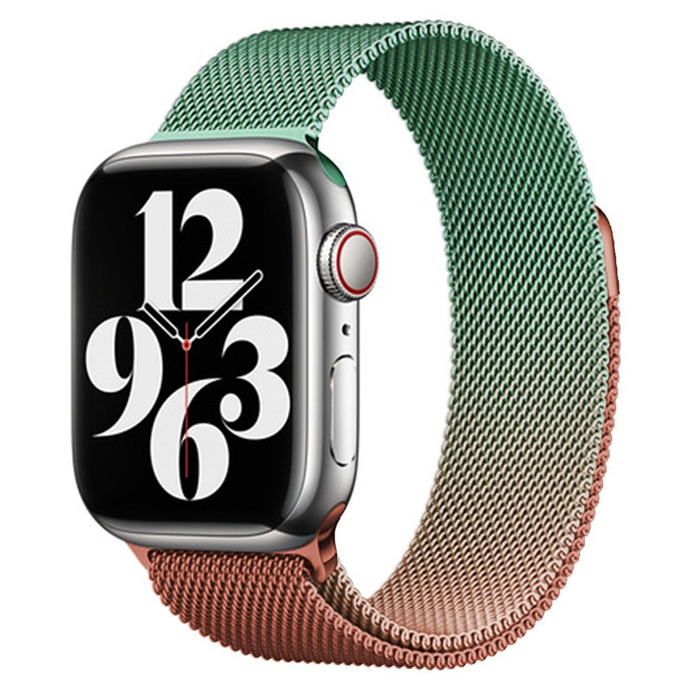 Apple Watch (38/40/SE/41/42 mm) Gradient magnetisk stropp i rustfritt stål - oransje / grønn