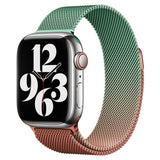 Apple Watch (38/40/SE/41/42 mm) Gradient magnetisk stropp i rustfritt stål - oransje / grønn