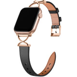 Apple Watch (38/40/SE/41/42 mm) nøytral kunstskinnrem - svart / rosegull