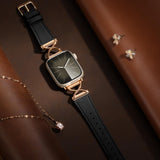 Apple Watch (38/40/SE/41/42 mm) nøytral kunstskinnrem - svart / rosegull