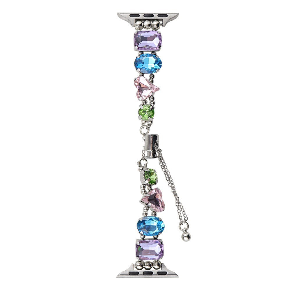 Apple Watch (38/40/SE/41/42 mm) stropp med diamantdekor - regnbue / glidende