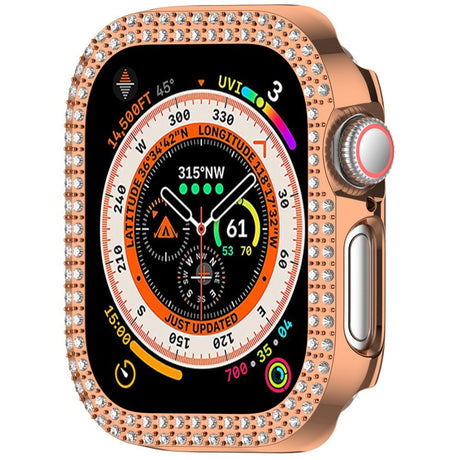 Apple Watch 10 (42 mm) deksel av hardplast m. Rhinestone - Rose Gold / Rhinestone