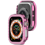 Apple Watch 10 (42 mm) deksel av hardplast m. Rhinestone - Rosa / Rhinestone