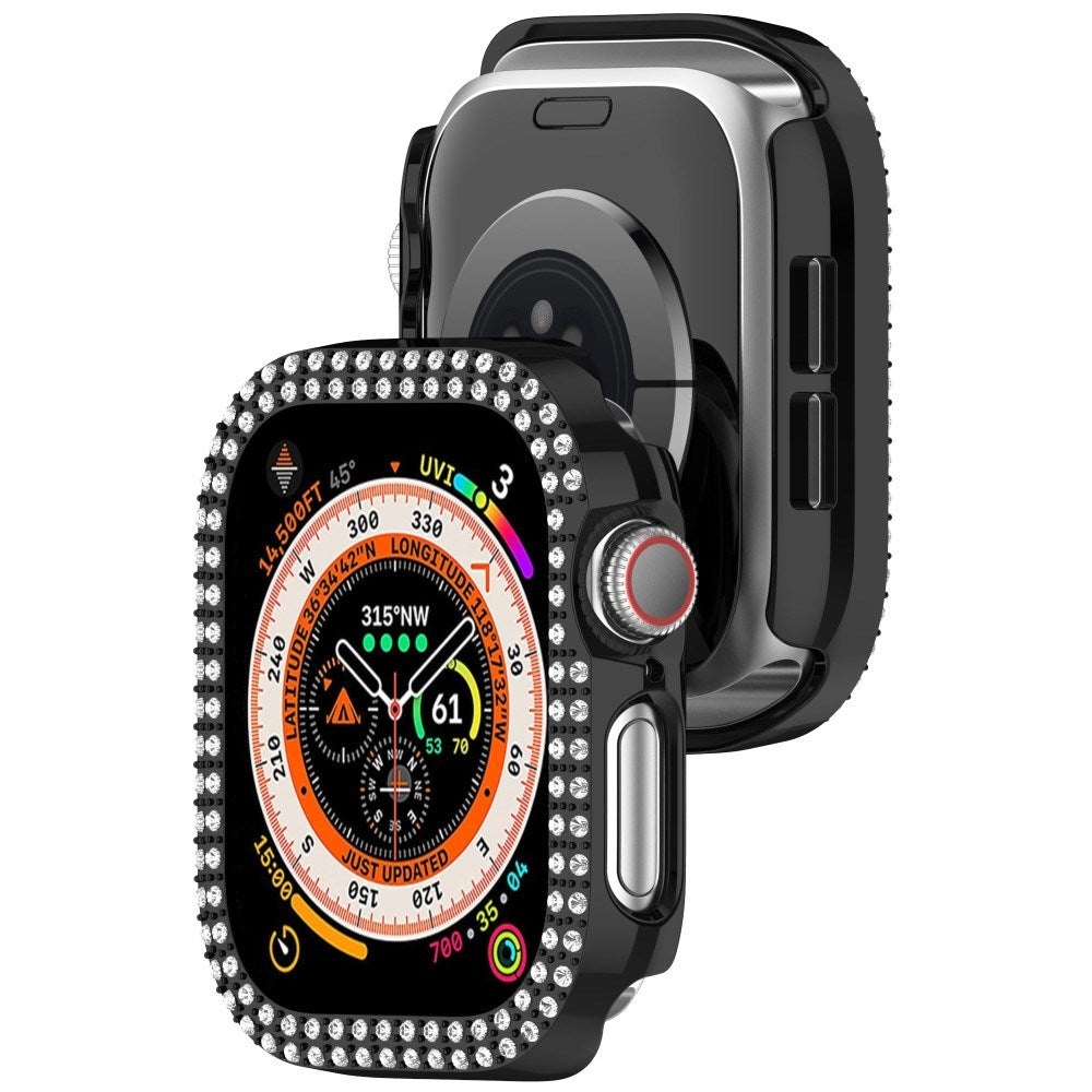 Apple Watch 10 (42 mm) deksel av hardplast m. Rhinestone - Svart / Rhinestone