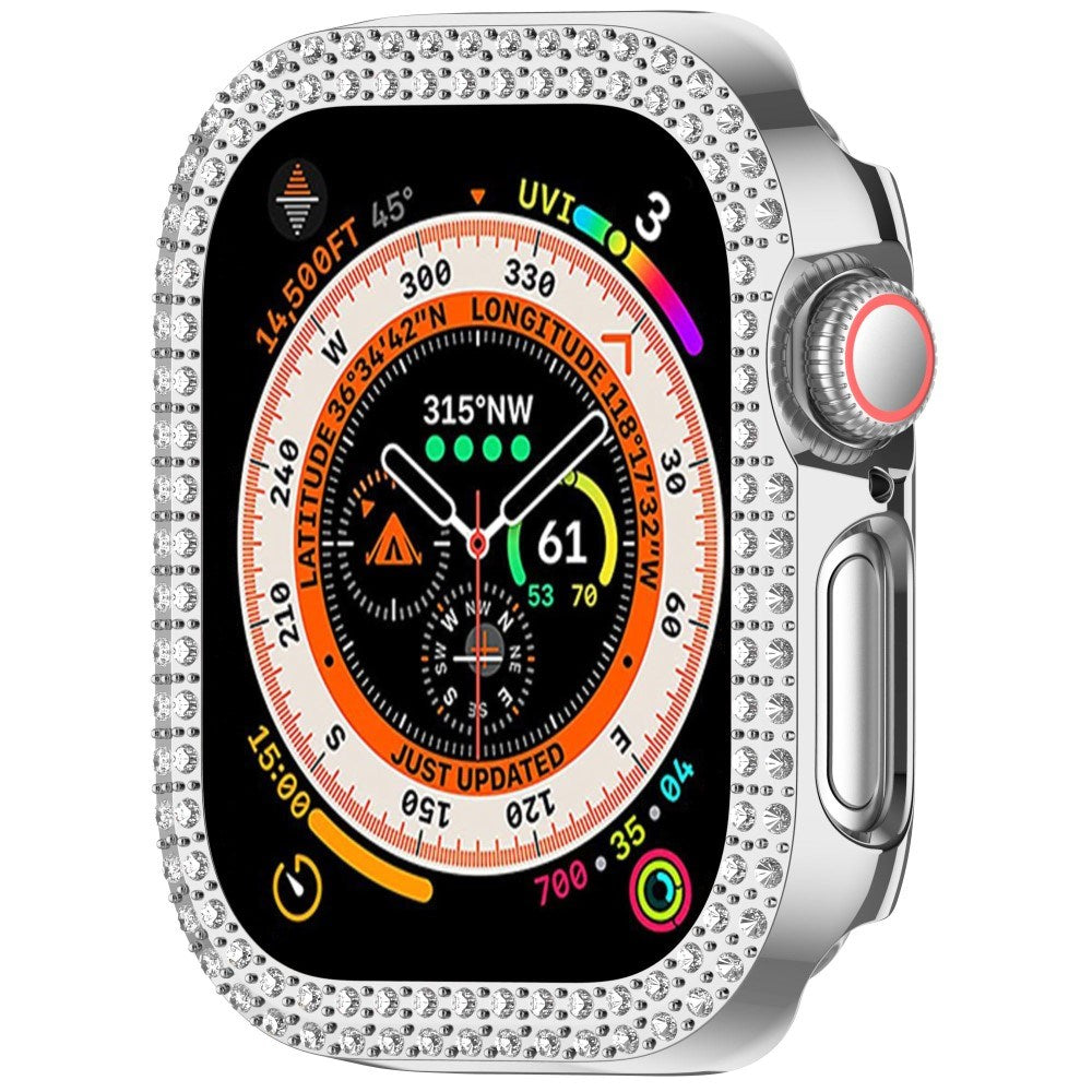 Apple Watch 10 (42 mm) deksel av hardplast m. Rhinestone - Sølv / Rhinestone
