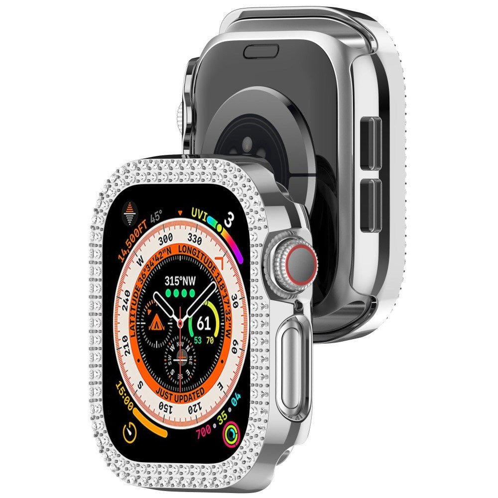 Apple Watch 10 (42 mm) deksel av hardplast m. Rhinestone - Sølv / Rhinestone