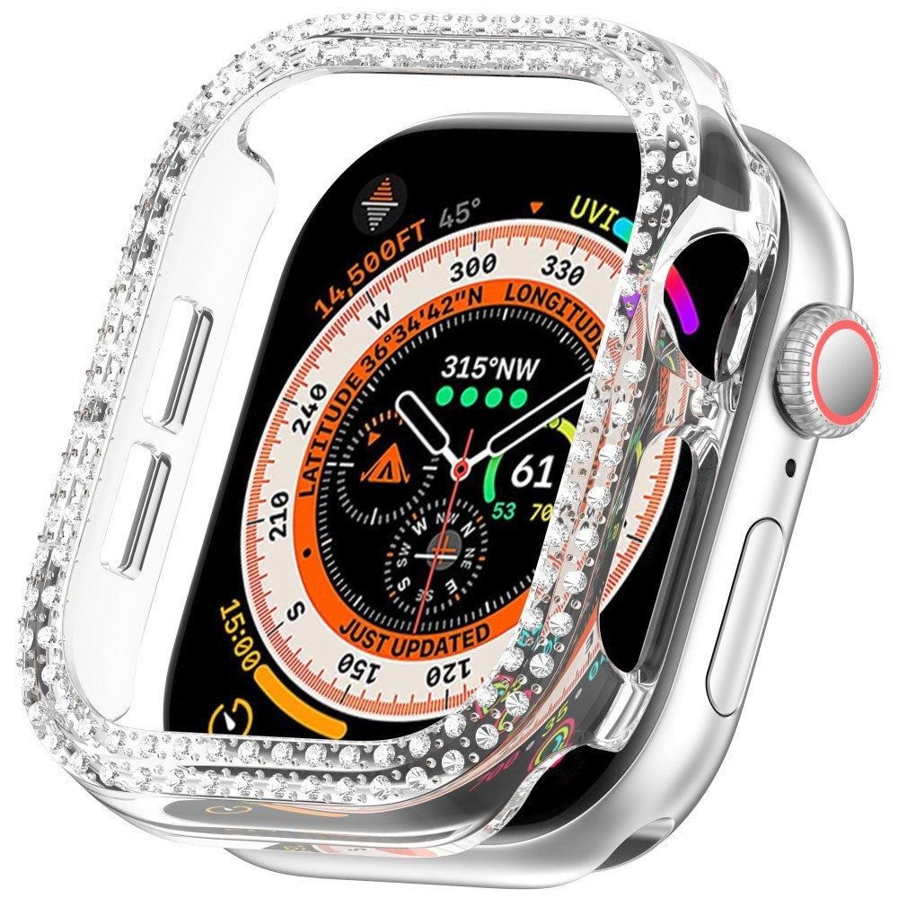 Apple Watch 10 (42 mm) deksel av hardplast m. Rhinestone - Transparent / Rhinestone