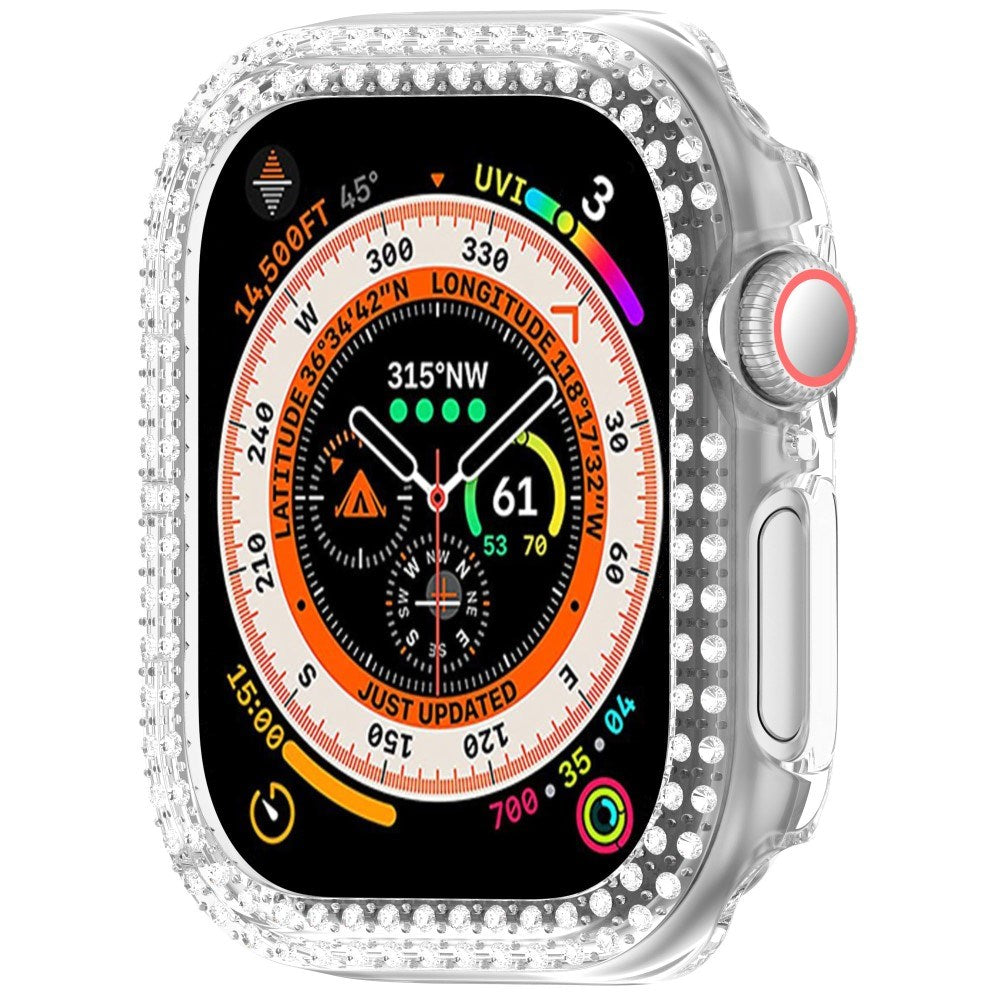 Apple Watch 10 (42 mm) deksel av hardplast m. Rhinestone - Transparent / Rhinestone