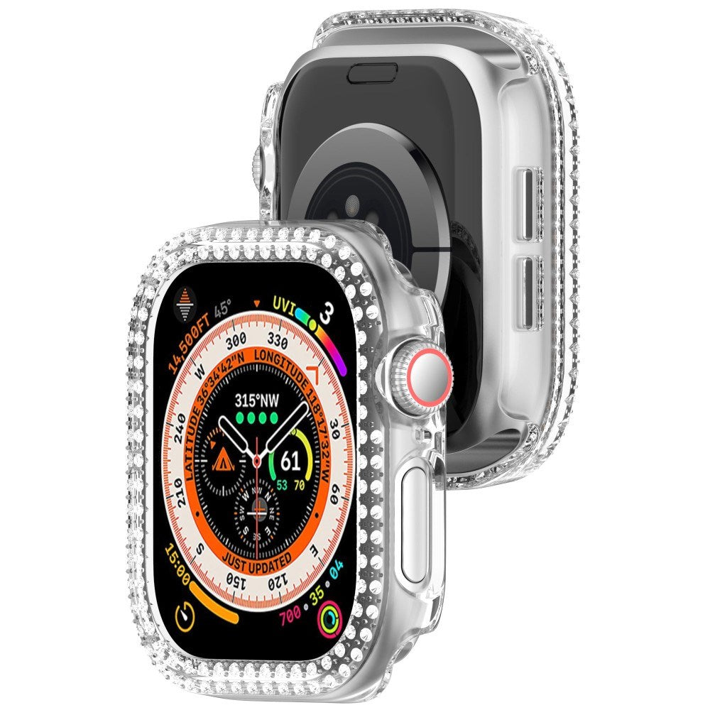 Apple Watch 10 (42 mm) deksel av hardplast m. Rhinestone - Transparent / Rhinestone