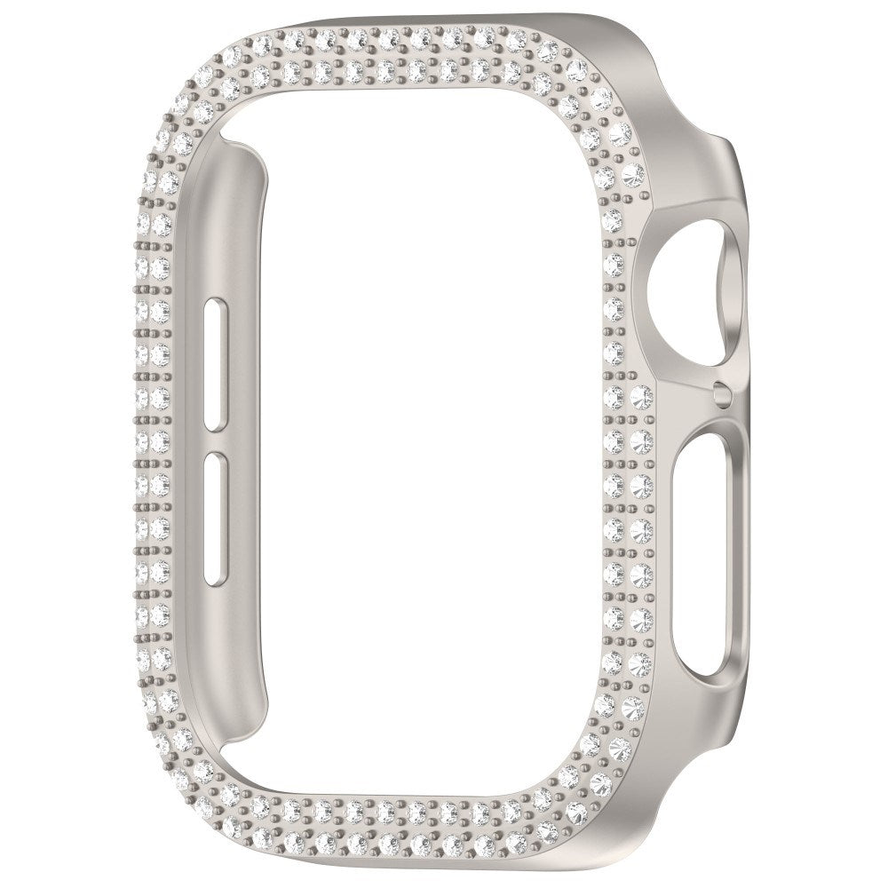 Apple Watch 10 (42 mm) deksel av hardplast m. Rhinestone - Grå / Rhinestone