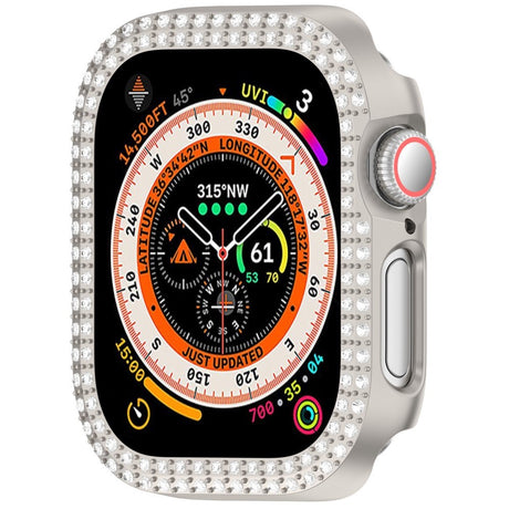 Apple Watch 10 (42 mm) deksel av hardplast m. Rhinestone - Grå / Rhinestone