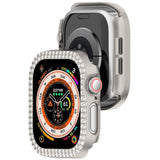 Apple Watch 10 (42 mm) deksel av hardplast m. Rhinestone - Grå / Rhinestone