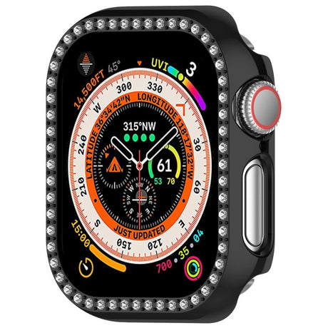 Apple Watch 10 (42 mm) deksel av hardplast m. Rhinestone - Svart / Rhinestone