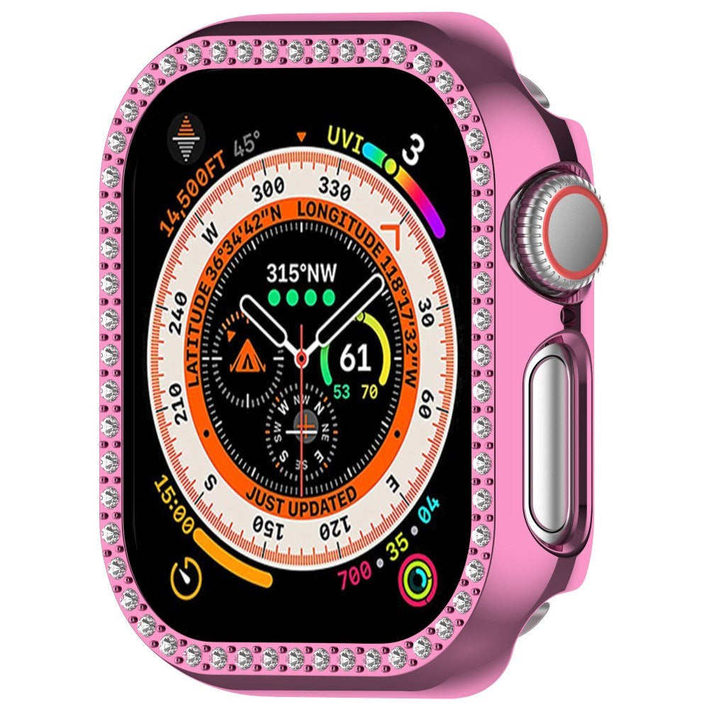 Apple Watch 10 (42 mm) deksel av hardplast m. Rhinestone - Rosa / Rhinestone