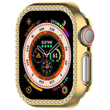 Apple Watch 10 (42 mm) deksel av hardplast m. Rhinestone - Gull / Rhinestone