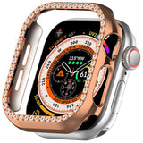 Apple Watch 10 (42 mm) deksel av hardplast m. Rhinestone - Rose Gold / Rhinestone