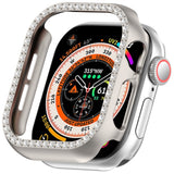 Apple Watch 10 (42 mm) deksel av hardplast m. Rhinestone - Grå / Rhinestone