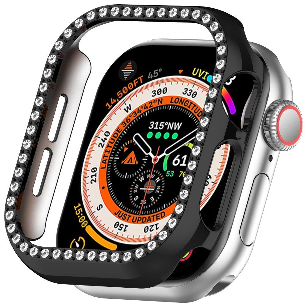 Apple Watch 10 (46 mm) deksel av hardplast m. Rhinestone - Svart / Rhinestone