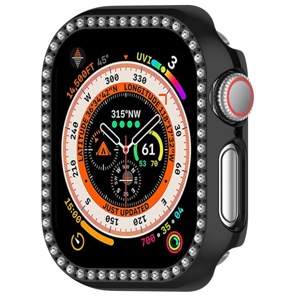 Apple Watch 10 (46 mm) deksel av hardplast m. Rhinestone - Svart / Rhinestone