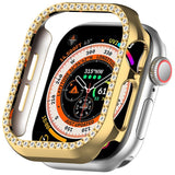 Apple Watch 10 (46 mm) deksel av hardplast m. Rhinestone - Gull / Rhinestone