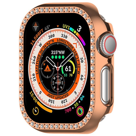 Apple Watch 10 (46 mm) deksel av hardplast m. Rhinestone - Rose Gold / Rhinestone