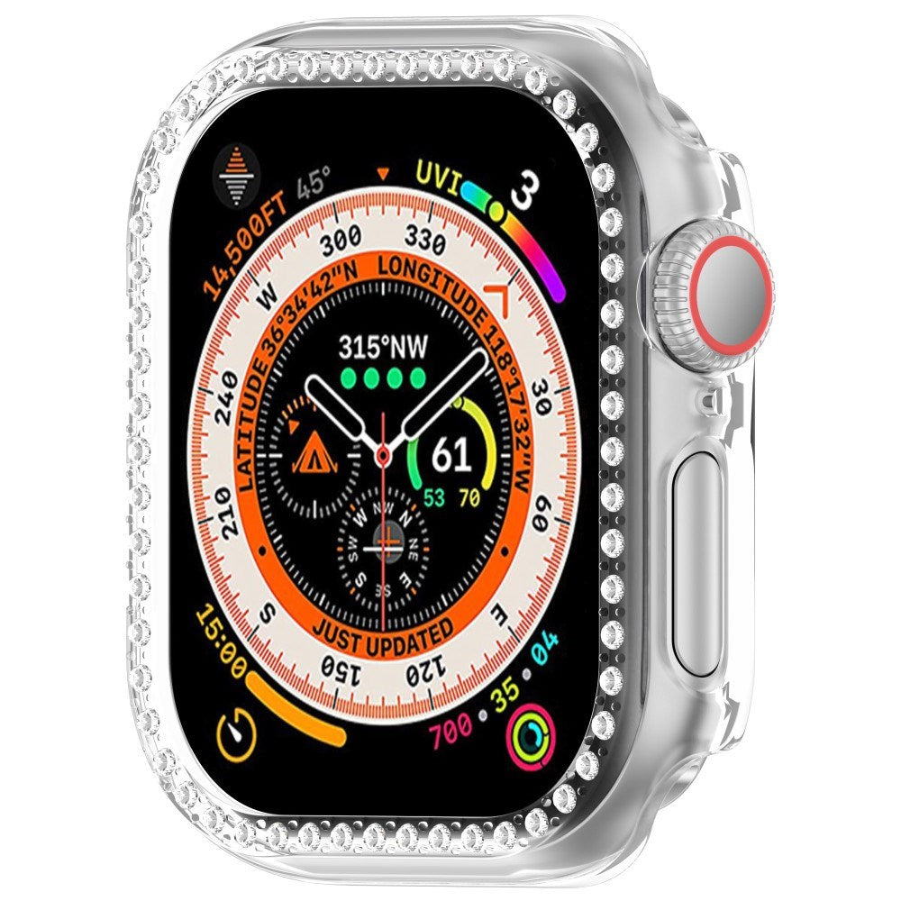 Apple Watch 10 (46 mm) deksel av hardplast m. Rhinestone - Transparent / Rhinestone