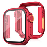 Apple Watch 11 / 10 (46mm) Hårdt Plast Cover m. Skærmbeskyttelsesglas - Rød