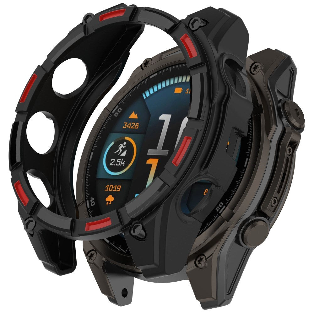 Garmin Tactix 8 Solar (51mm) - Bumper Plastik Cover - Sort / Rød